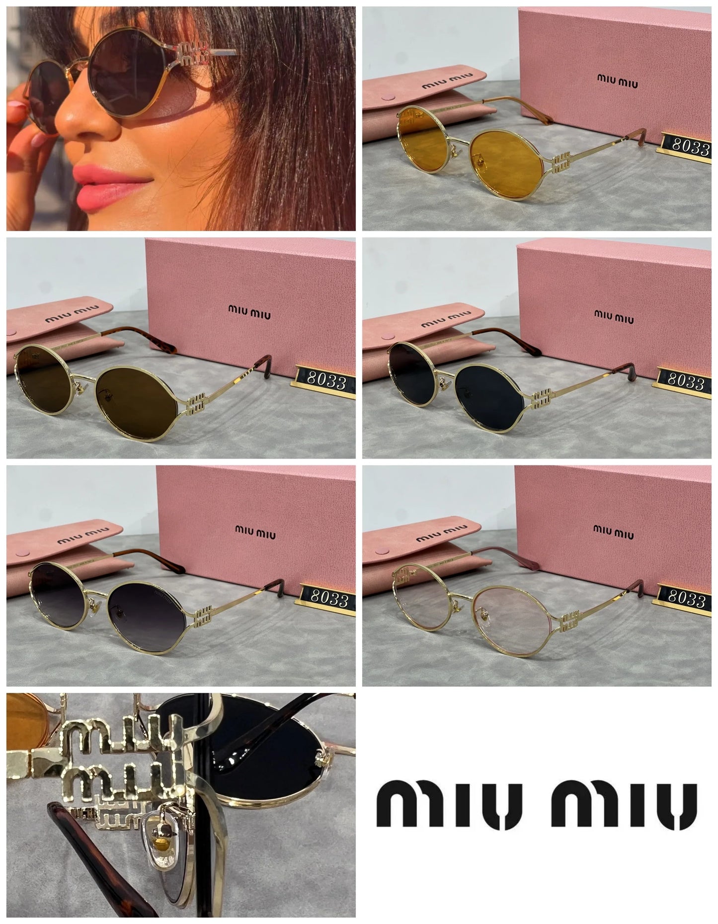 New trendy oval metal anti-glare sunglasses 8033