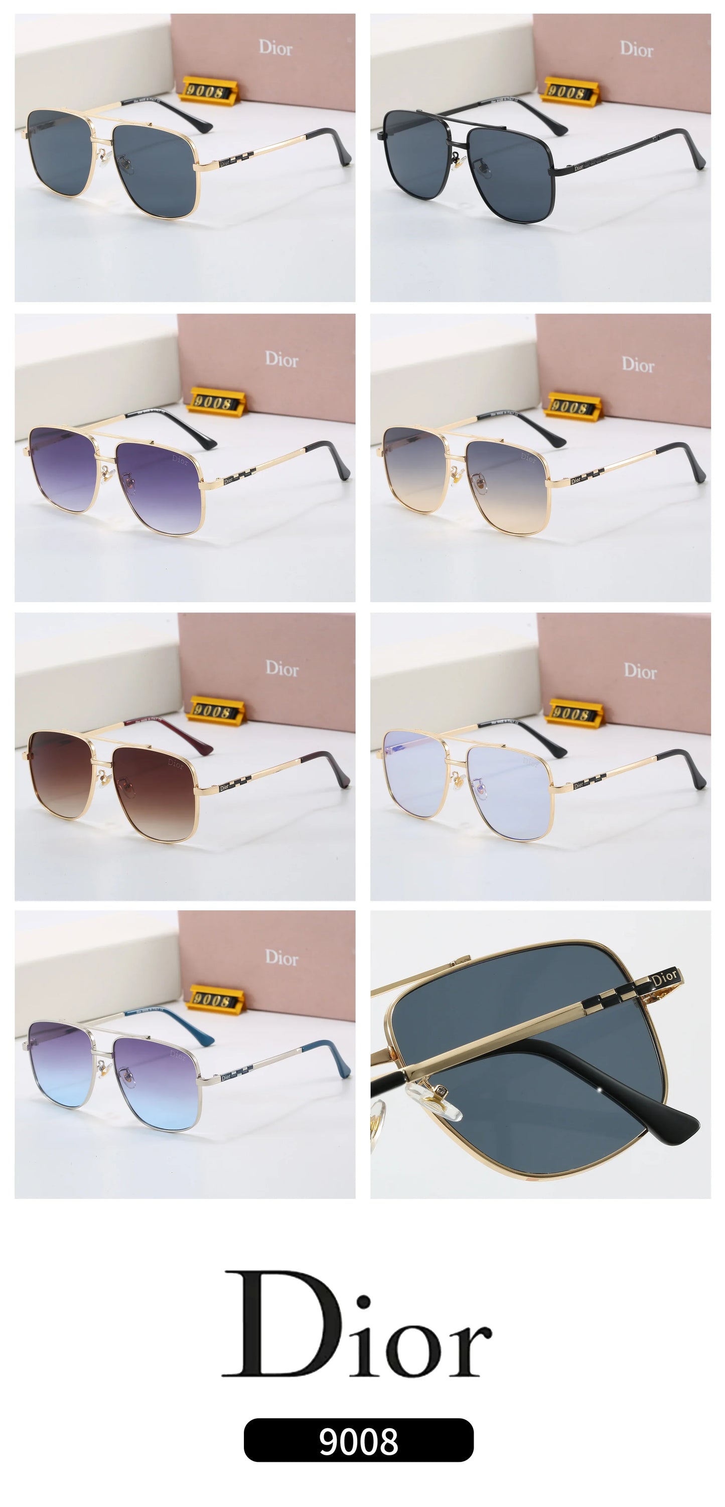 7 colors metal frame nylon lens sunglasses 9008