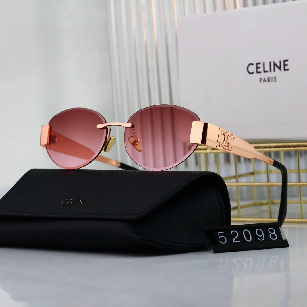 6-color frameless oval metal sunglasses 52098
