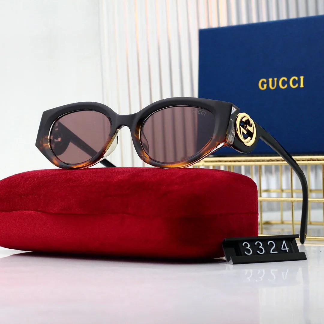 5 colors thin gold rim big logo sunglasses 546456