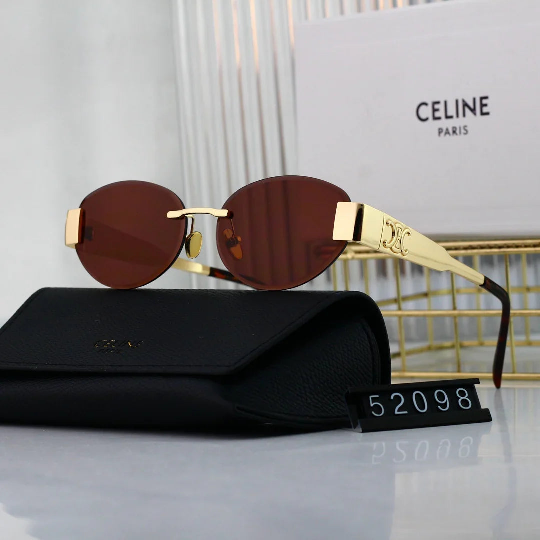 6-color frameless oval metal sunglasses 52098